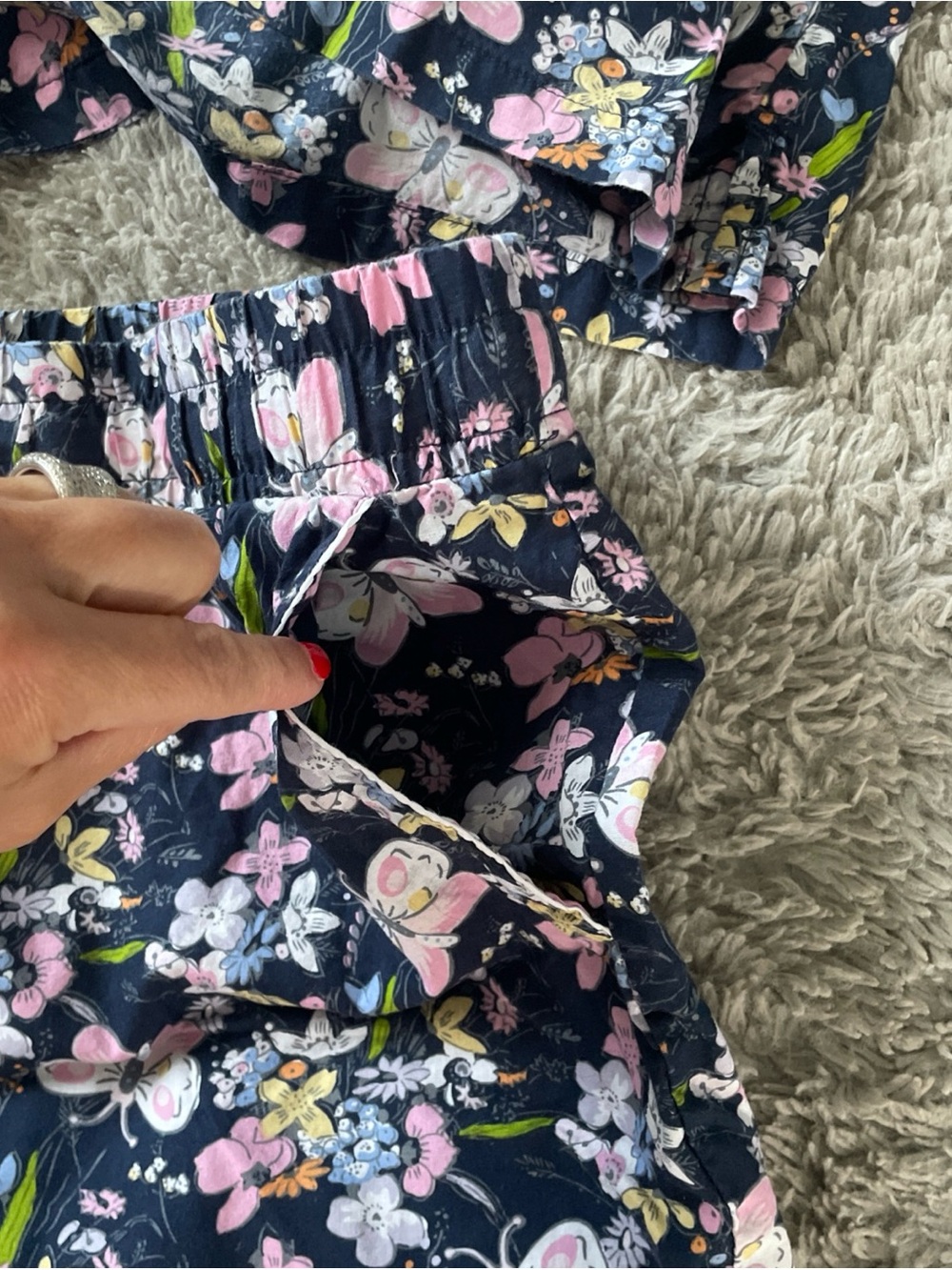 Vera Bradley XL Pajama Set Short Sleeve Button-up Shirt Shorts Bloom Boom Navy - Picture 12 of 12